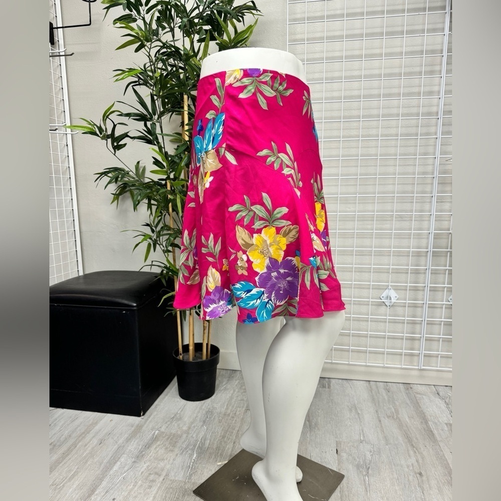 Ralph LaurenBLACK LABEL Pink Floral Georgette Skirt - New - Size 16 - Picture 2 of 3